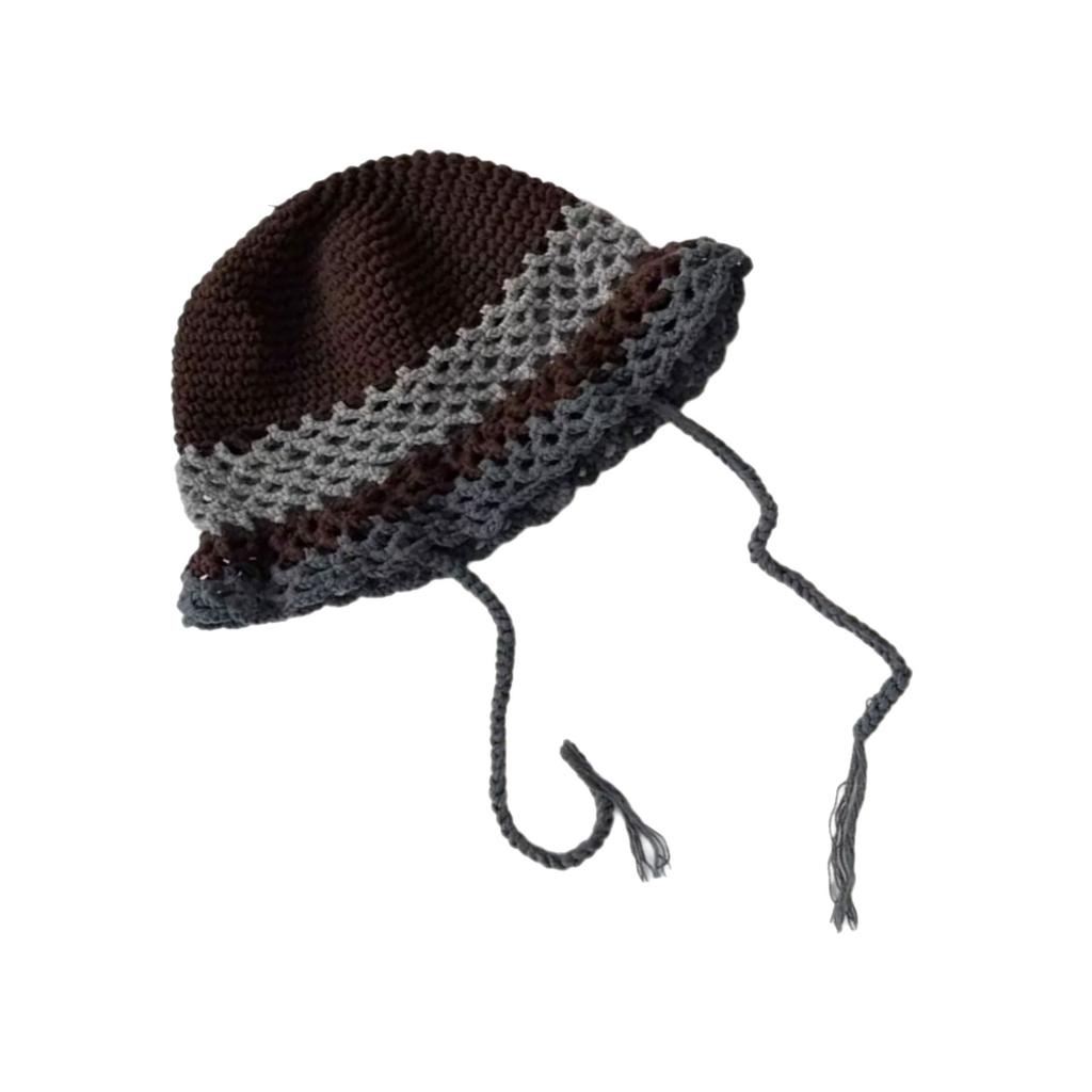Handmade Bucket Hat Handwoven Colorful Openwork Crocheted Hat for Music Festival Stylish Colorful Fisherman Hat