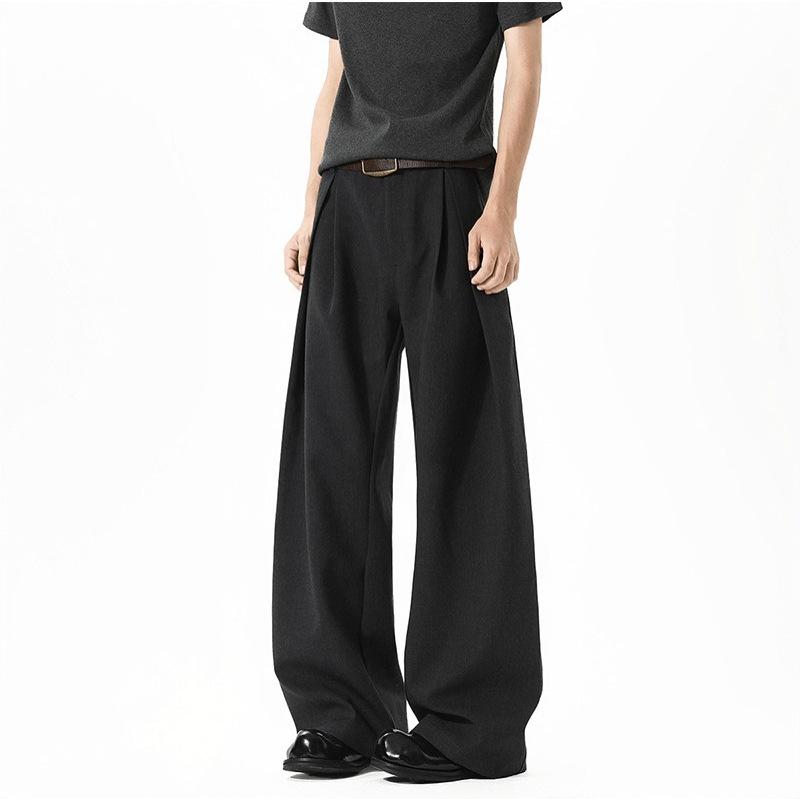 Three-dimensional Pleated Wide-leg Pants A-shaped Silhouette Casual Pants Men's Design Sense Loose Drape Floor Pants