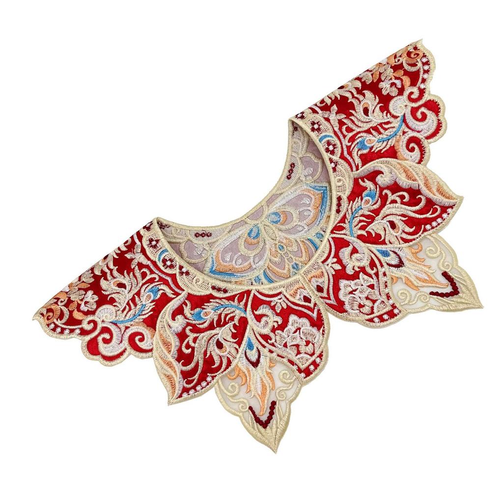 Ethnic Fringed Faux Collar Decorative Half Shawl Cloud Shoulder Collar for Chinese Ancient Costume Festival Neckpiece