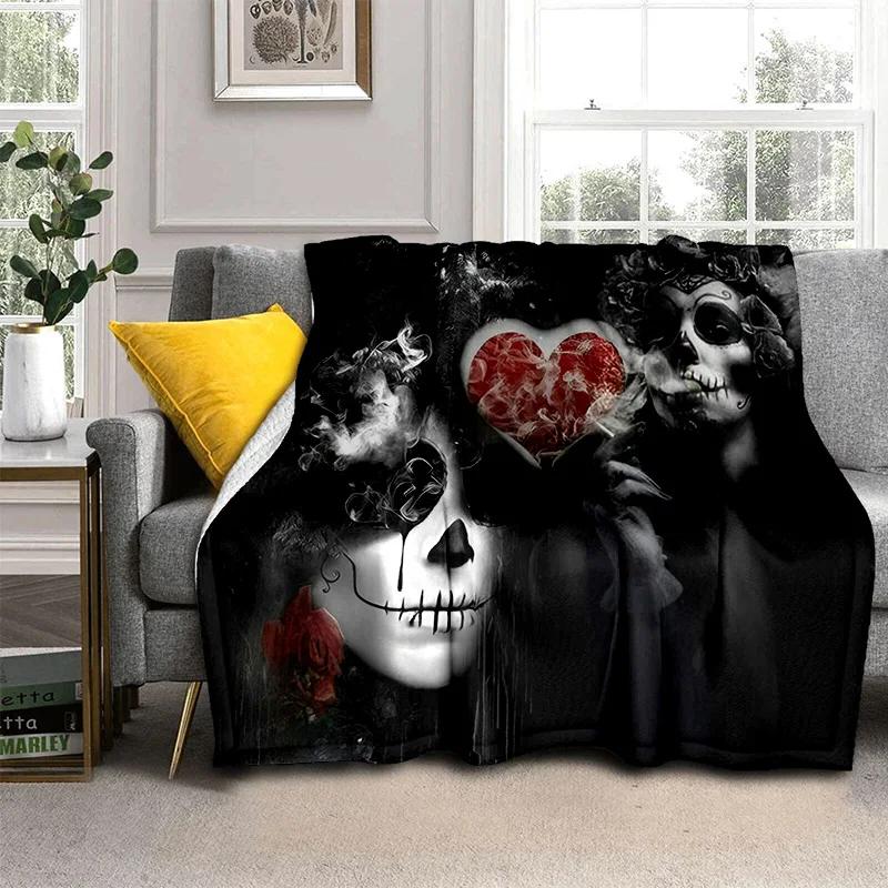 Coperta Orrore Teschio Femminile Ragazza Morta Gotica, Morbida Coperta da Lancio per Casa Camera da Letto Letto Divano Picnic Viaggio Ufficio Coperta Coprente Bambino