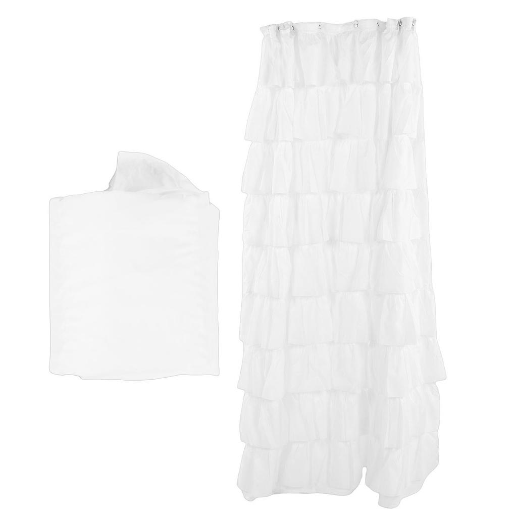 Shower Curtain 70 inch Boho Vintage Ruffle Bathroom Curtain with Hooks for Decoration