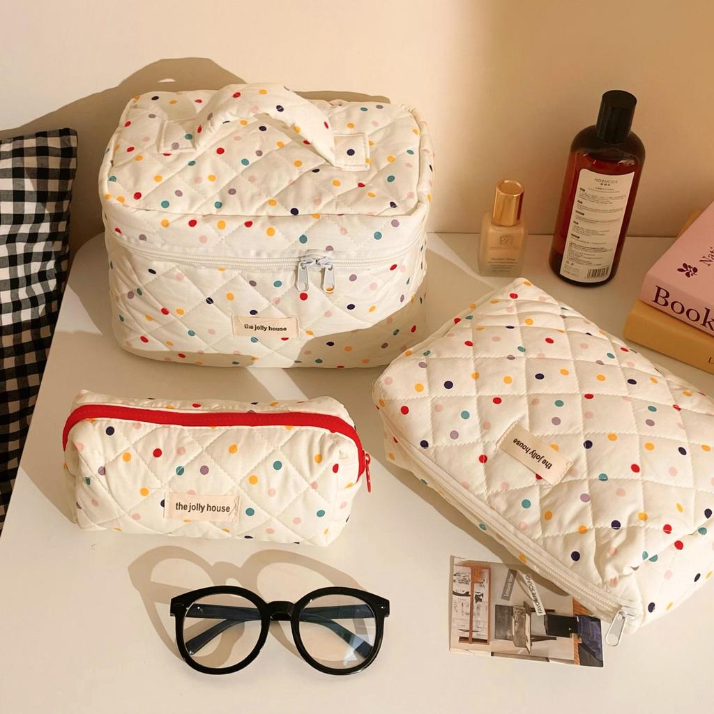 Women's Large Capacity Girlish Polka Dot Makeup & Wash Bag