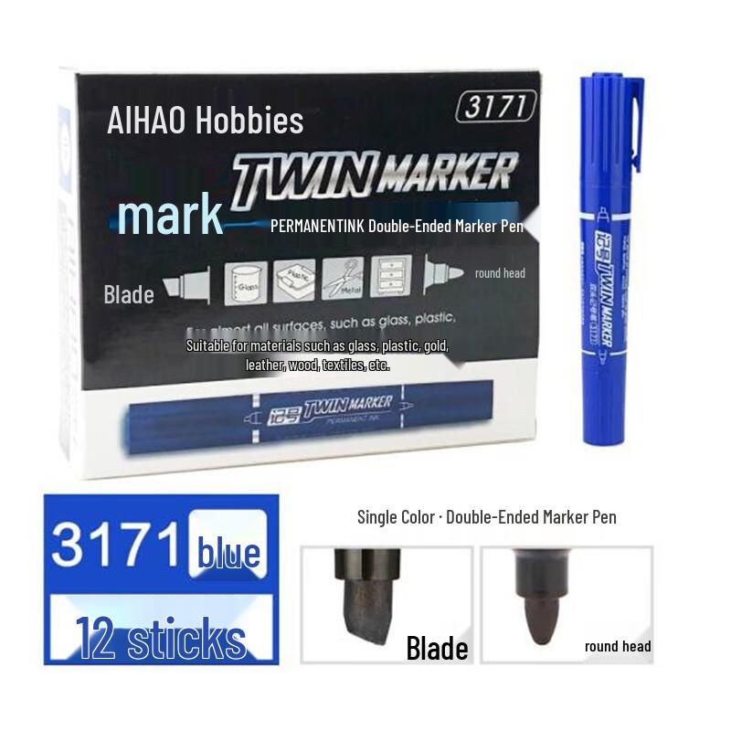 Hobby 3171 Black Dual-Ended Oil-Based Marker: Waterproof, Fade-Resistant, Thick & Thin Tips, Express Delivery