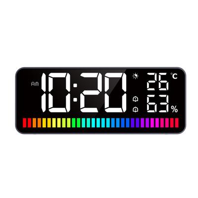 LED Väckarklocka med Rytmljusfält Nattlampa Digital Klocka Stor Display Temperatur och
