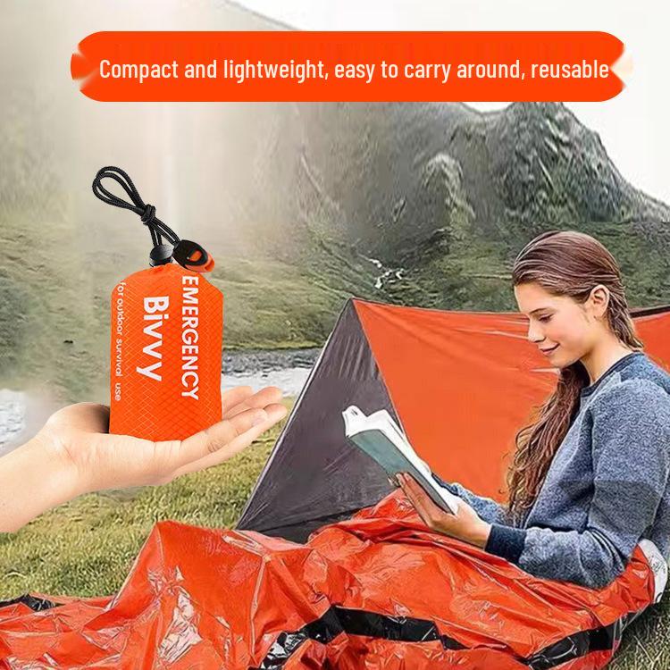 Portable Outdoor Survival Sleeping Bag and First Aid Blanket for Camping and Hiking