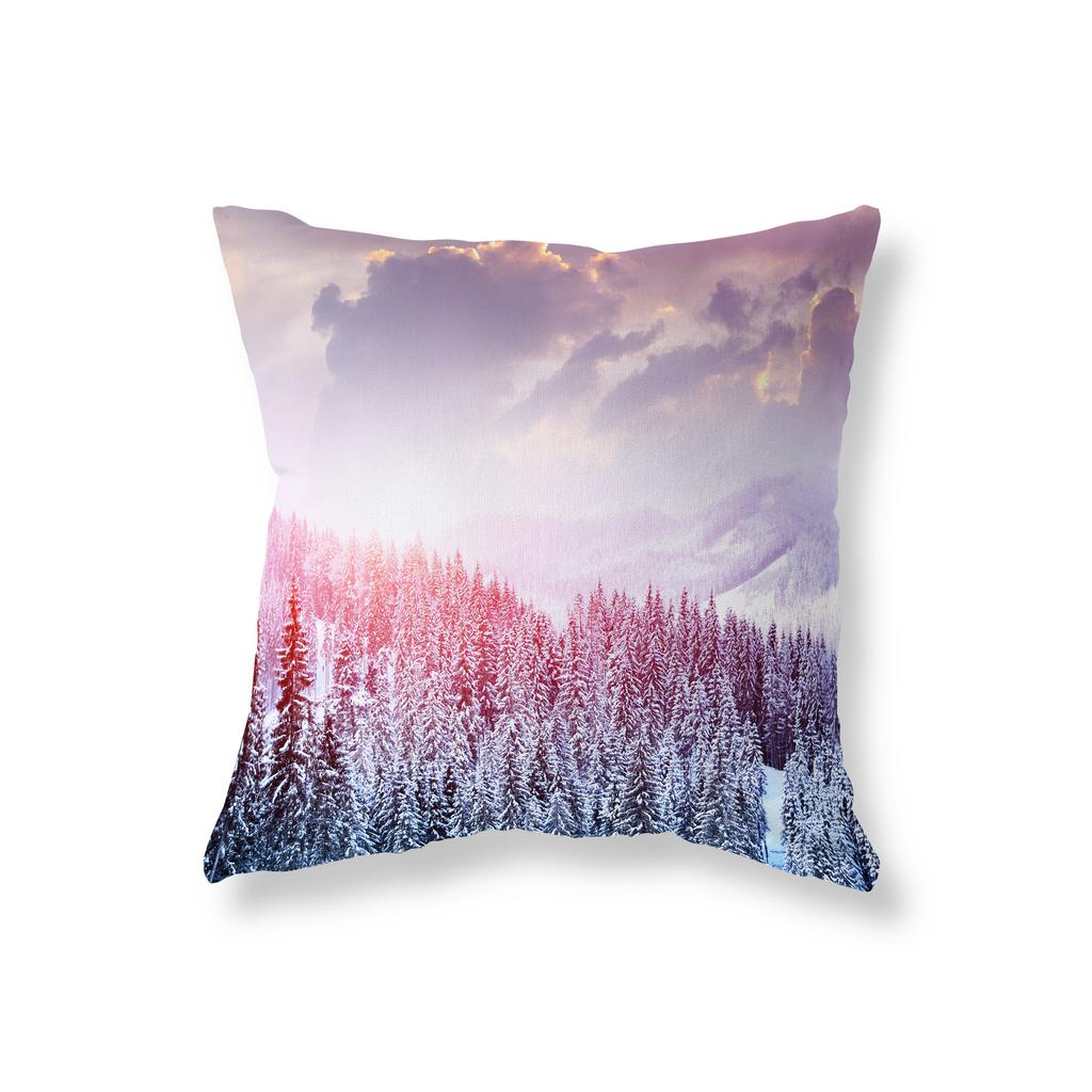 Winter Sunrise Sunset Snow Scene Throw Pillow Cover Sofa Decorative Pillow Cover Chair Cushion Cover Room Aesthetics Home Decor