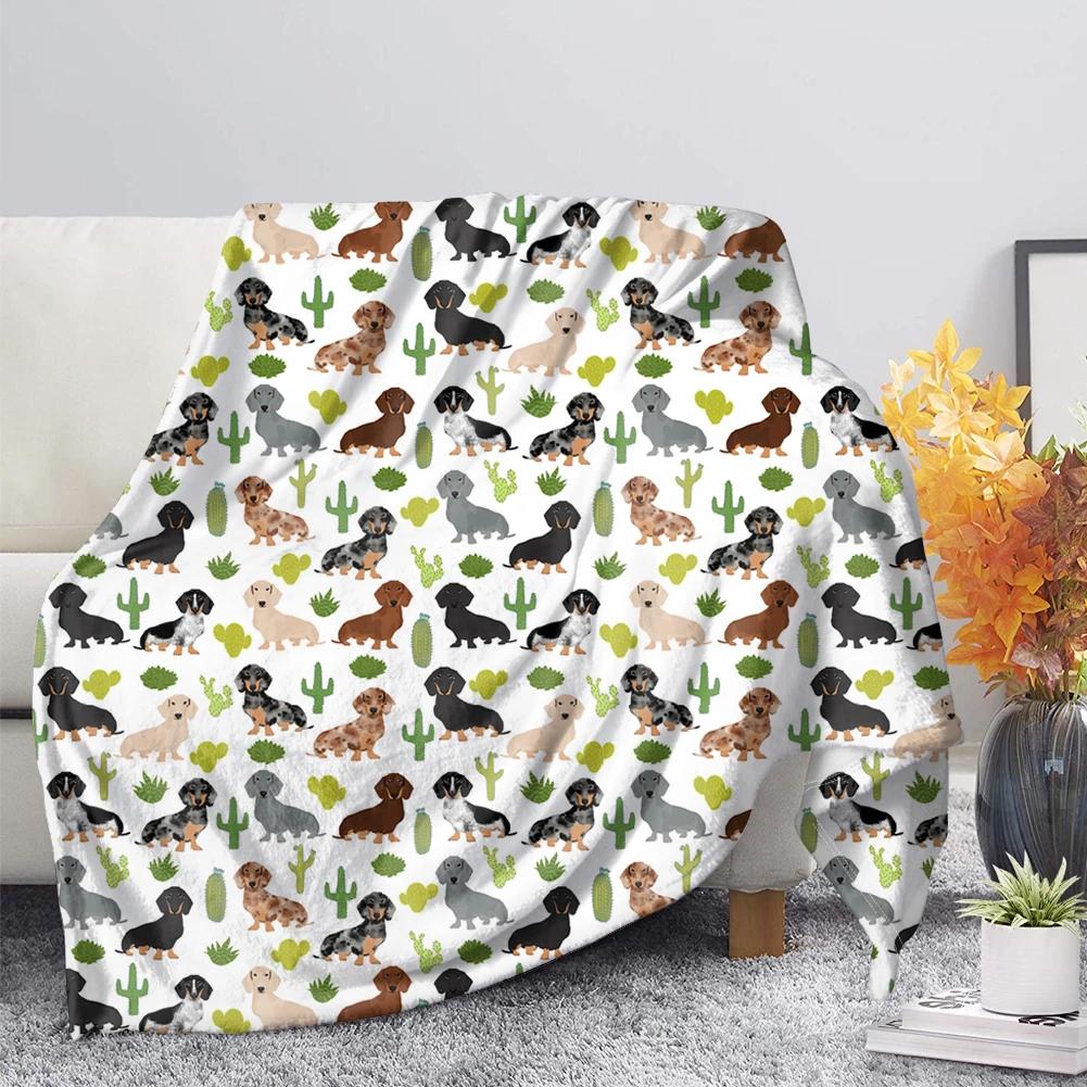 Dachshund Blanket Fluffy Soft Warm Sausage Dog Throw Blankets for Bed Sofa Lightweight Plush Sheet Bedspread Flannel Cozy Cover