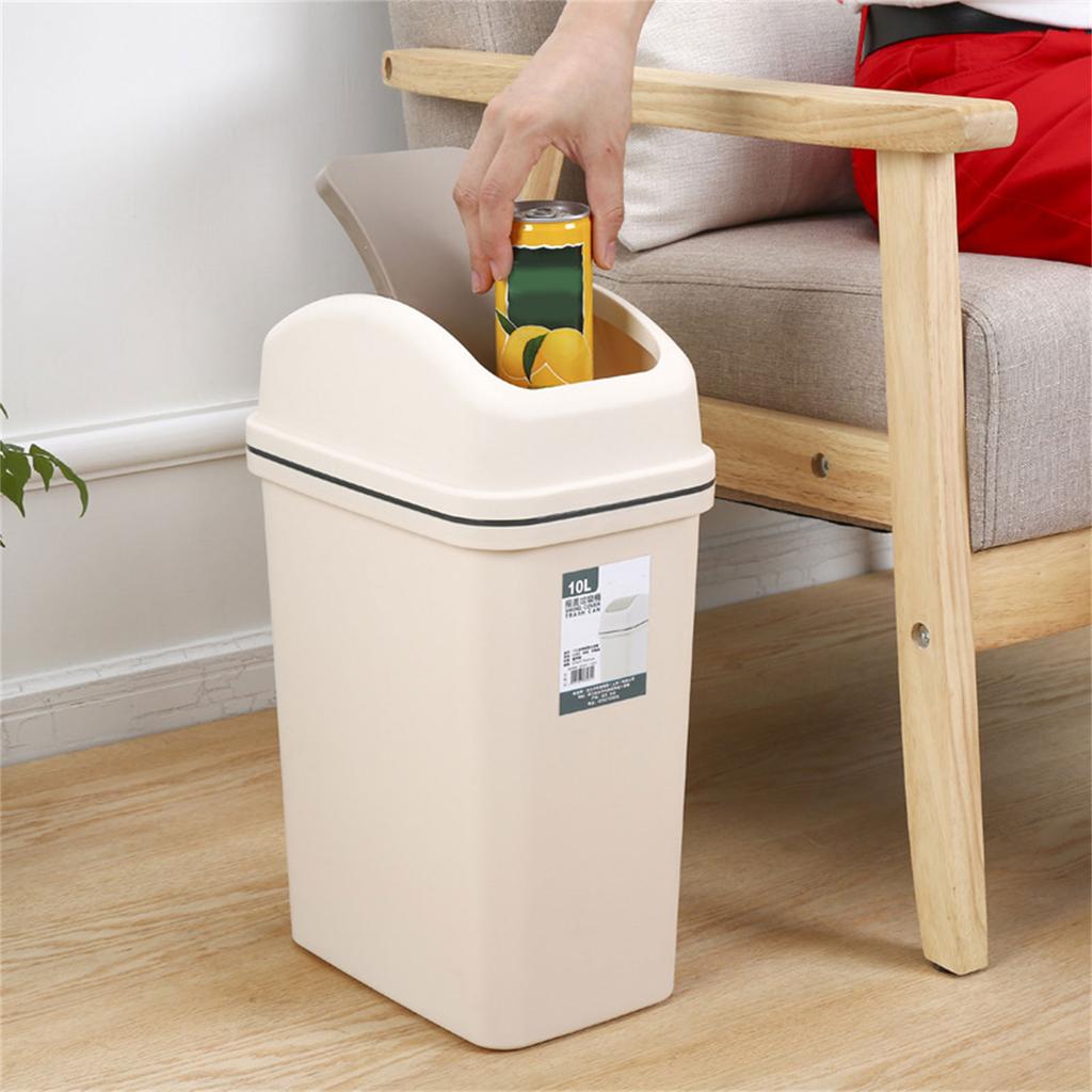Swing Top Bin 10L Waste Disposal Solution Waste Bin with Lid for Home and Office Use Space Saving
