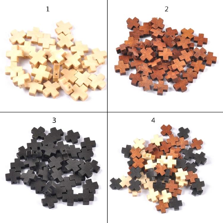 50Pcs Christians Hanging Dangle Pendant Jewelry Crosses Shape Wood Pendants Small Crosses Charm Jewelry Making Supplies
