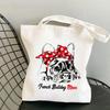 Frenchie French Bulldog Print Reusable Women Shopping Tote Bag Women Shoulder Bag Students Teacher Book Bag Travel Storage Bags