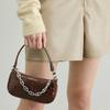 By Far Mini Rachel Series Leather Vintage Crocodile Pattern Chain Baguette Shoulder Bag Women bags Hazelnut 20CRMIRANEDSMA