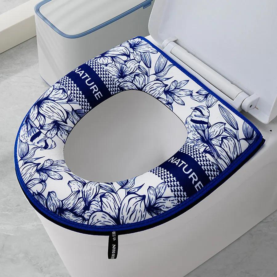 Toilet Cover Plush Seat Cover Models Waterproof Universal Model Toilet Ring Washable Zipper Bathroom Mat Decorative
