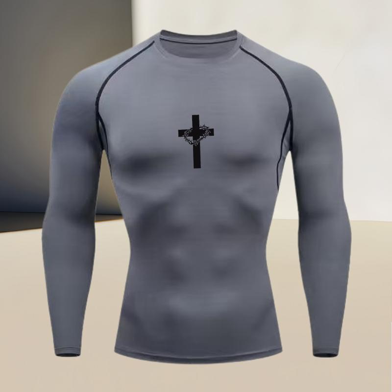 Men s Long Sleeved Round Neck Thin Sports Tight Fitting Quick Drying T-shirt Suitable for Bodybuilding and Physical Training 3XL