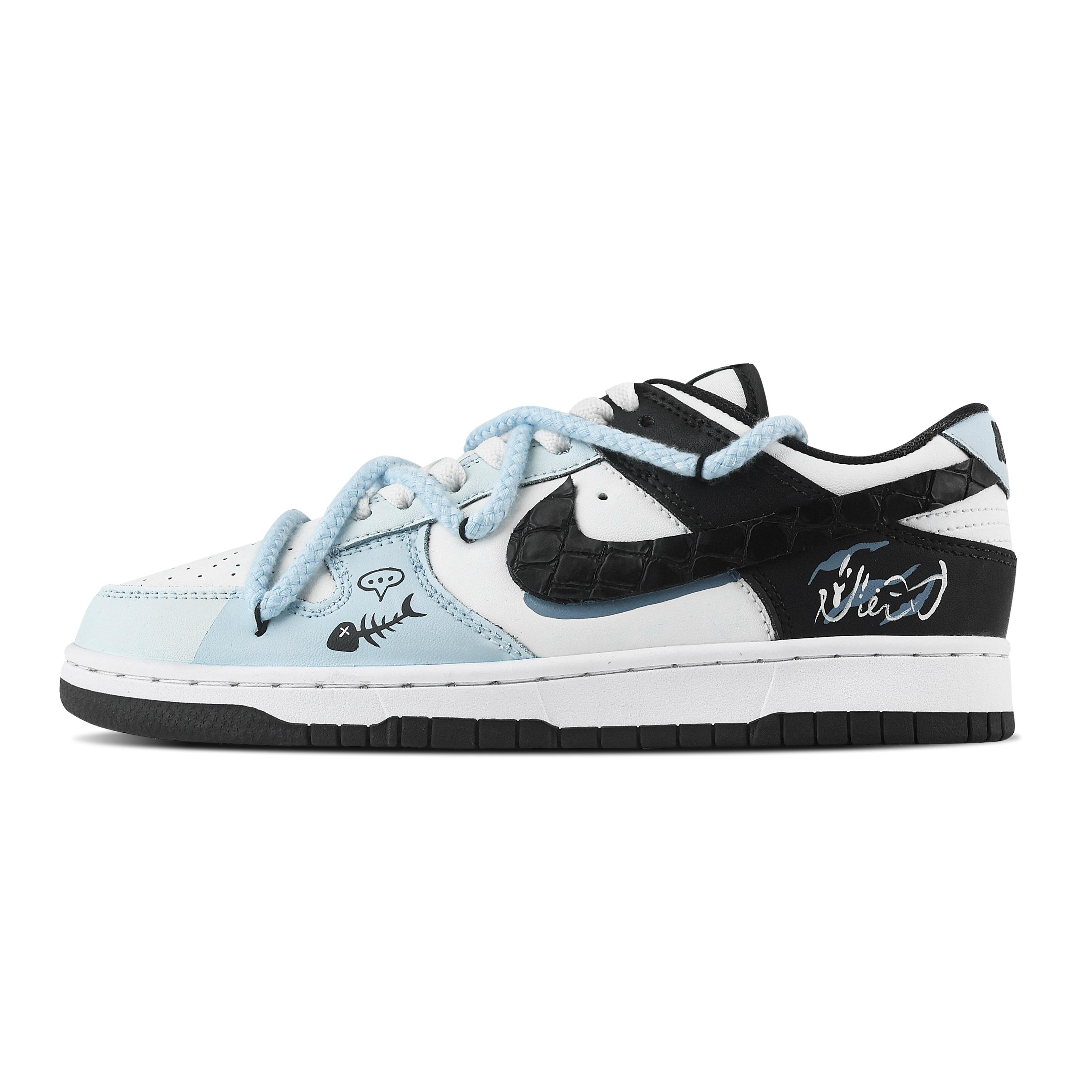

Nike Dunk Fish Meet You Slip Resistant Abrasion Resistant Low top Skateboard Shoes Unisex Black Blue DD1391-100(Team529-) 40