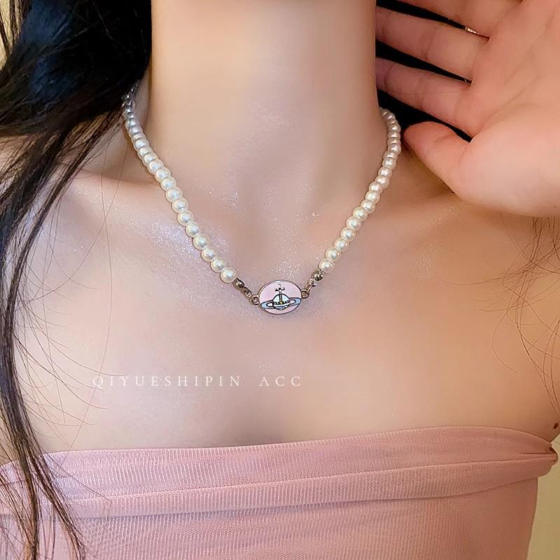 Korean Style Pearl & Butterfly Clavicle Choker Necklace for Women