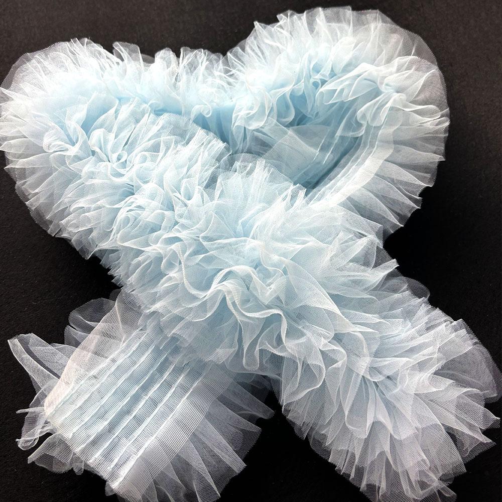 1Yard Pink White Blue Puff Skirt Lace Fabrics 3D Mesh Pleated For Sew Doll Clothes Headwear Curtain Party Background Decoration