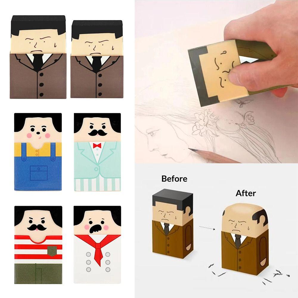 Cute Cartoon Pencil Eraser Bald Man Rubber Eraser Cute Bald Man Eraser Students Gift
