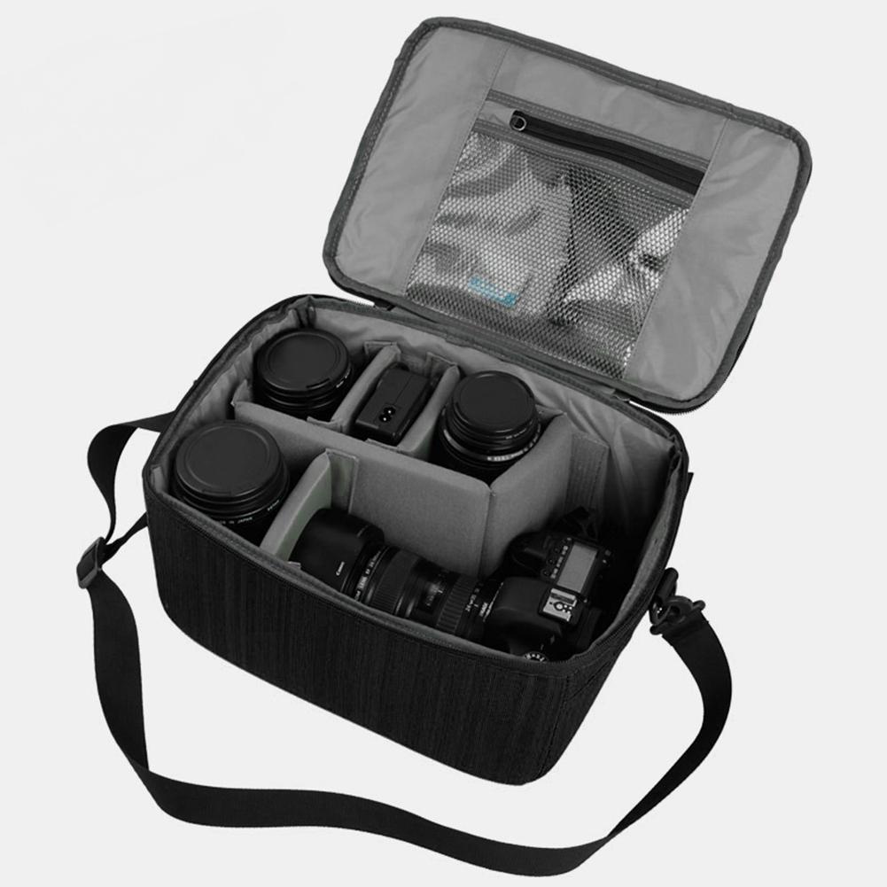 Waterproof DSLR Camera Lens Bag with Strap Insert Partition Pouch Protect Case(black)