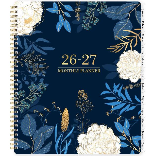 2026-2027 Monthly Planner - 2 Year Monthly Planner/Calendar 2026-2027, Jan 2026 - Dec 2027, 11  x 9 , 24 Months, Tabs, Back Pocket, Holidays, синий