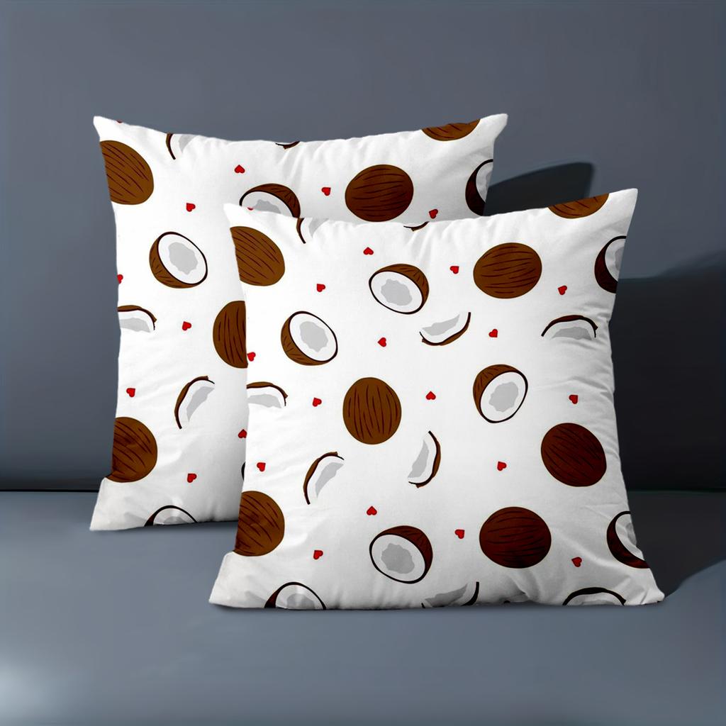 1 pieces -2D flat printing Coconut Patterned White Throw Pillow Cushions Polyester pillowcase, sofa decorative cushion cov