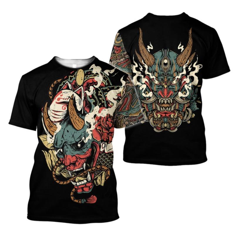 Men Women Fashion Harajuku 3D Samurai Printed T-shirt Casual Cool Trendy Large Size Short Sleeve O-Neck T-shirt