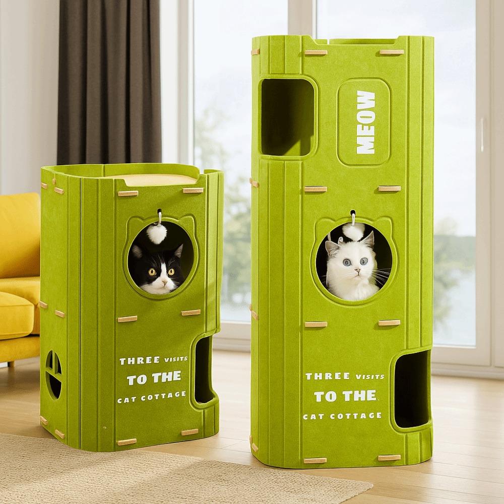 All-in-one Cat Castle House 2 Floors/3 Floors Cat Condo Creative Cat Bed  Cat Sleeping/scratching