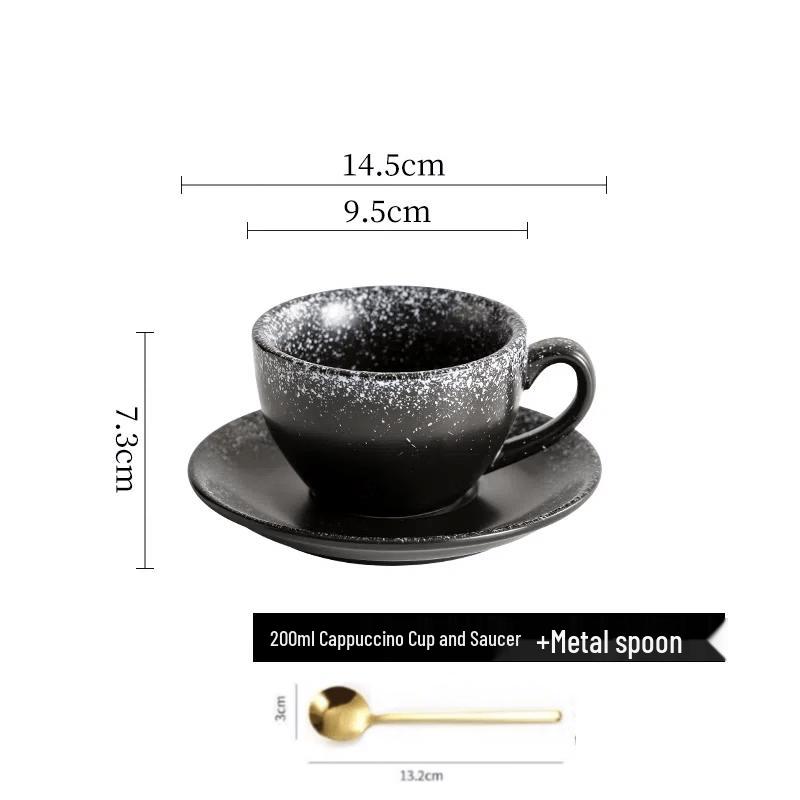 Qiwei Professional Embossed Ceramic Latte Art Cup & Saucer Set