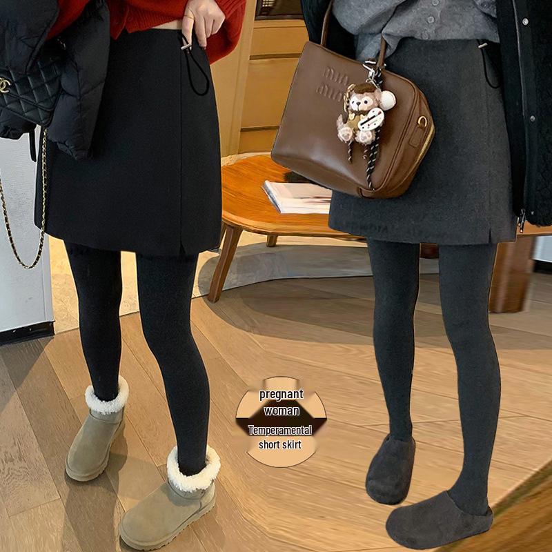 Maternity High Waist Woolen Slimming Skirt for Autumn/Winter 2025 2XL чёрный