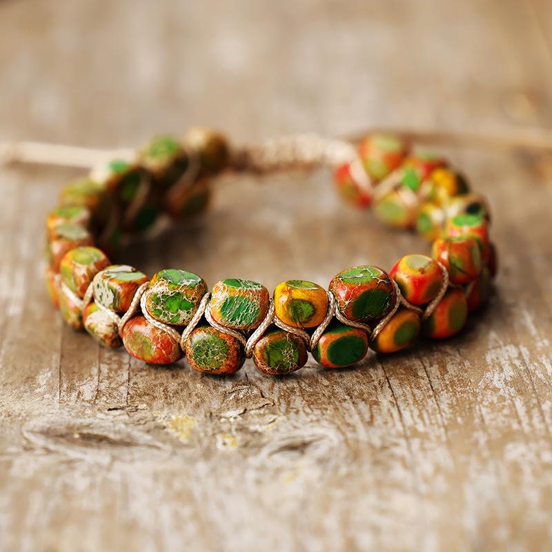 Natural Stone Emperor Stone Beaded Handwoven Friendship Lover Bracelet Bohemian Bracelet Jewelry
