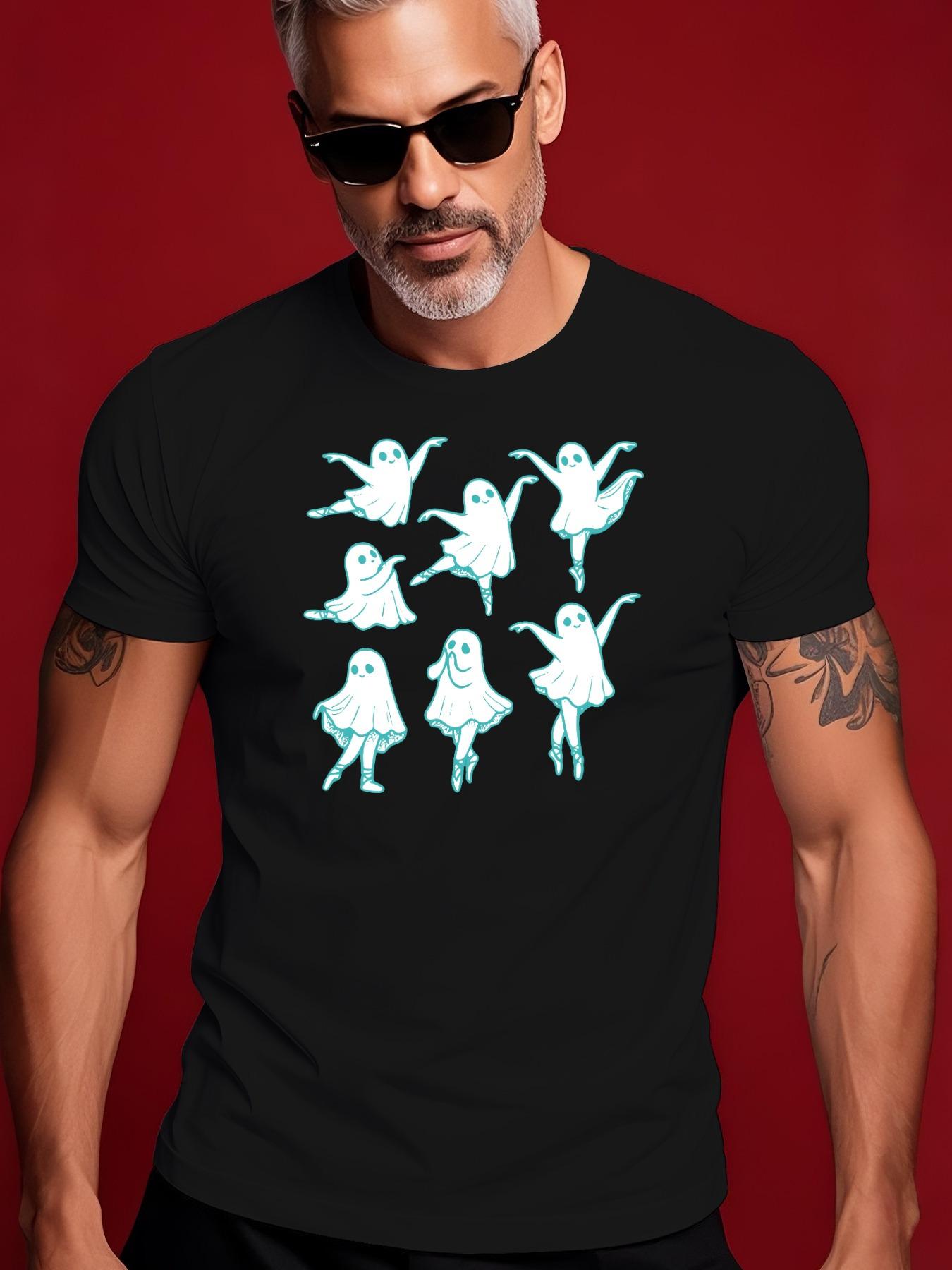 Summer Short Sleeve Tshirt with Playful Ballet Graphic Pr... M