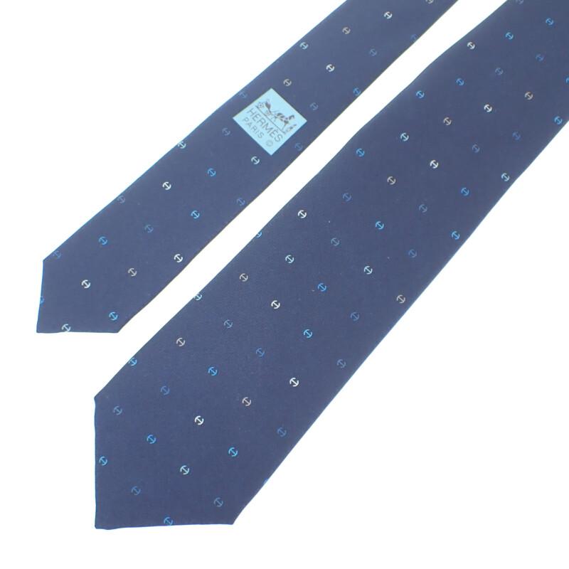 HERMES  H006342T  tie Navy/multicolor silk mens