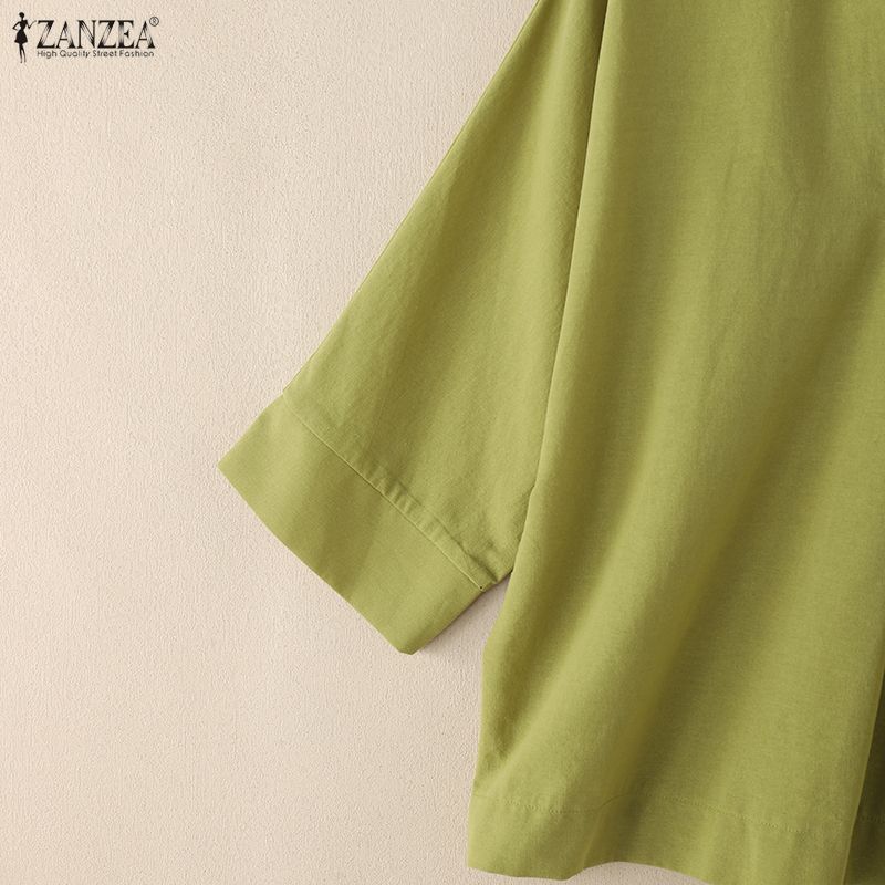 ZANZEA Women Summer V-Neck Casual 3/4 Sleeve Blouse