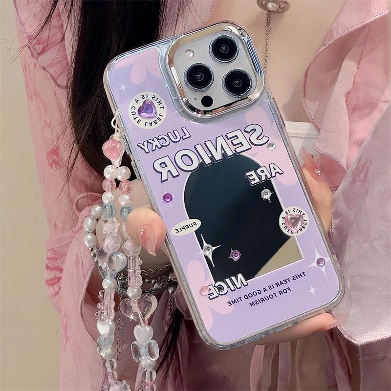 Zhitai iPhone 15, 16 Pro Case with Mirror and Diamond Chain for iPhone 12, 13 Pro, 14