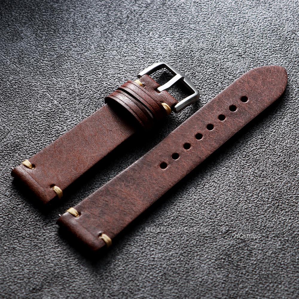 

Handmade Genuine Leather Watchband 18mm 19 20mm 21 22mm Stitching Cowhide Watch Strap for Seiko for Omega Quick Release Bracelet 18mm&no logo