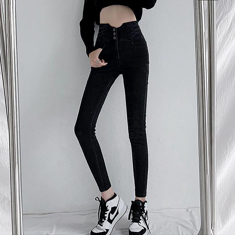 

Women s Ultra High Waist Tummy Control Cropped Slim Fit Blue-Gray Denim Jeans 30