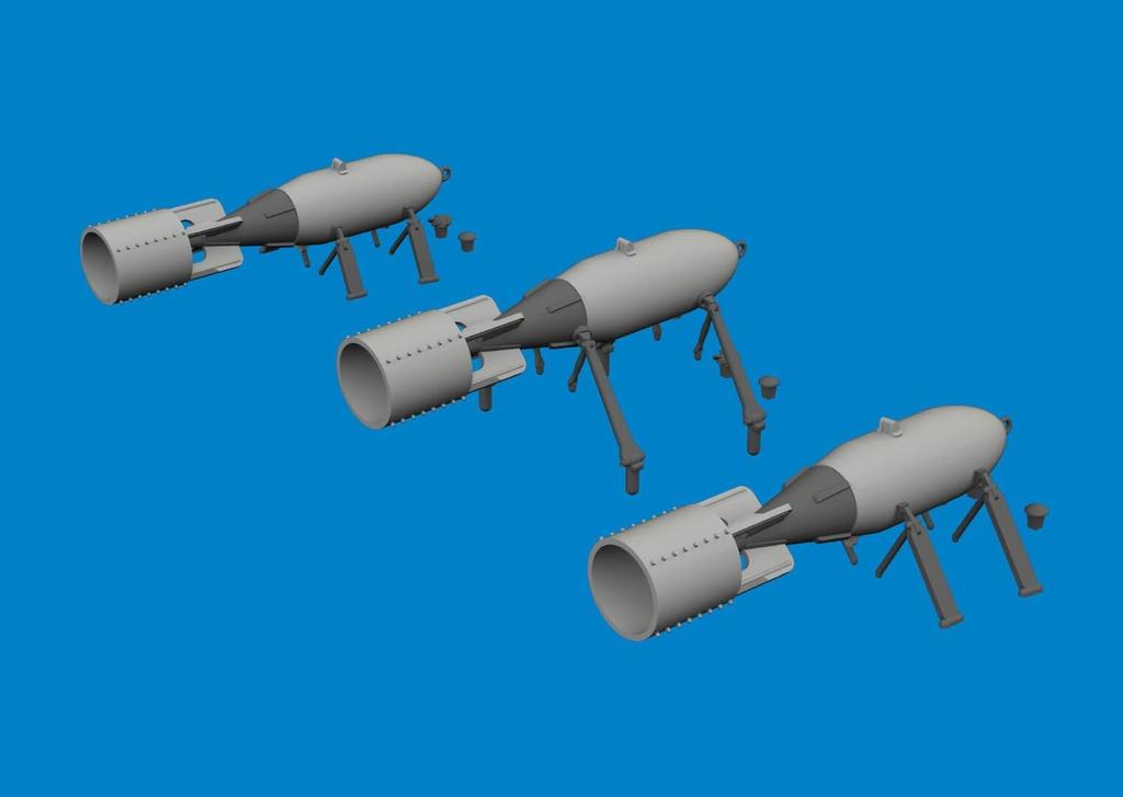 Eduard 1/48 Scale Brassin WWII British 250lb MC Bomb for P-40, Pack of 3 (for Eduard), Plastic Model Parts, EDU6481082 (Airplane)
