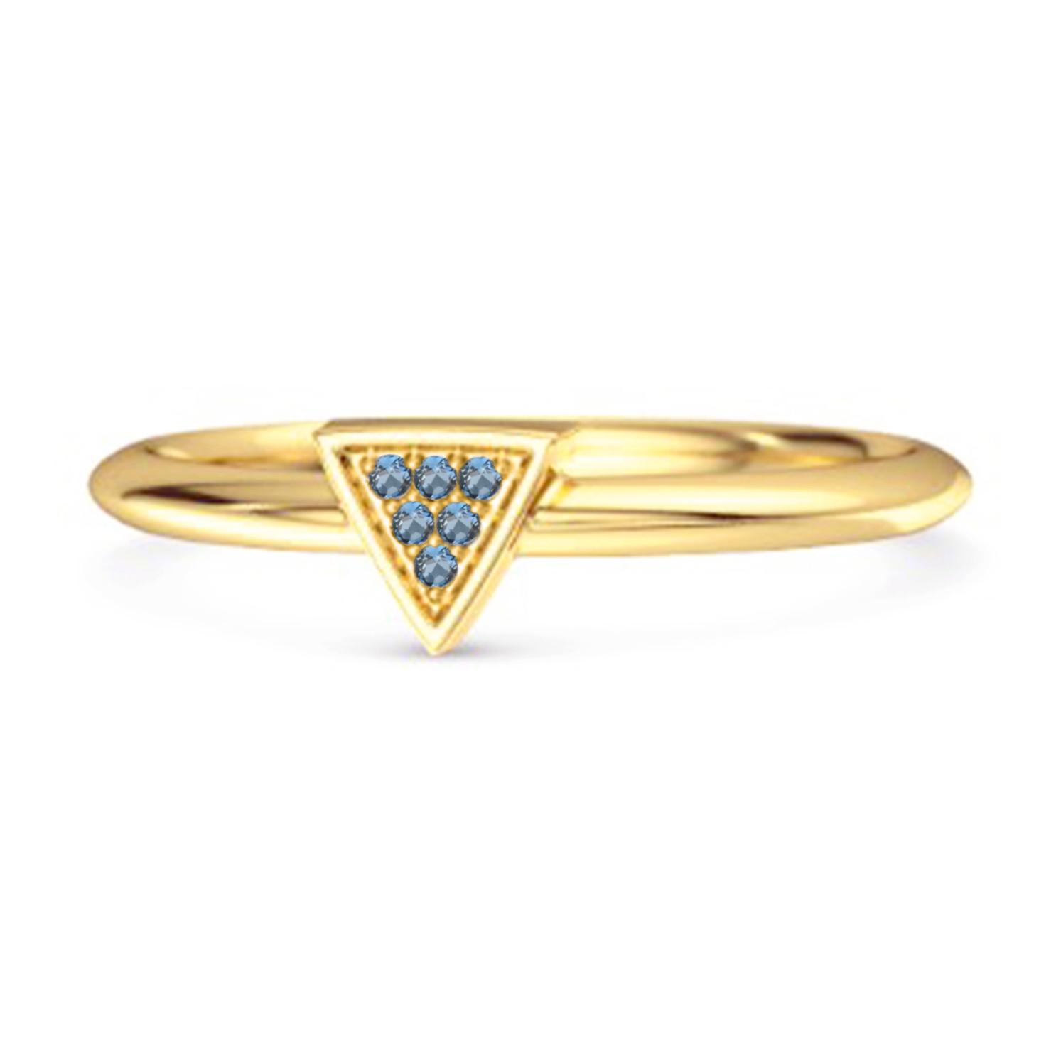 London Blue Topaz Minimalist Geometric Ring - 925 Sterling Silver Gold Vermeil 7.5 жёлтый