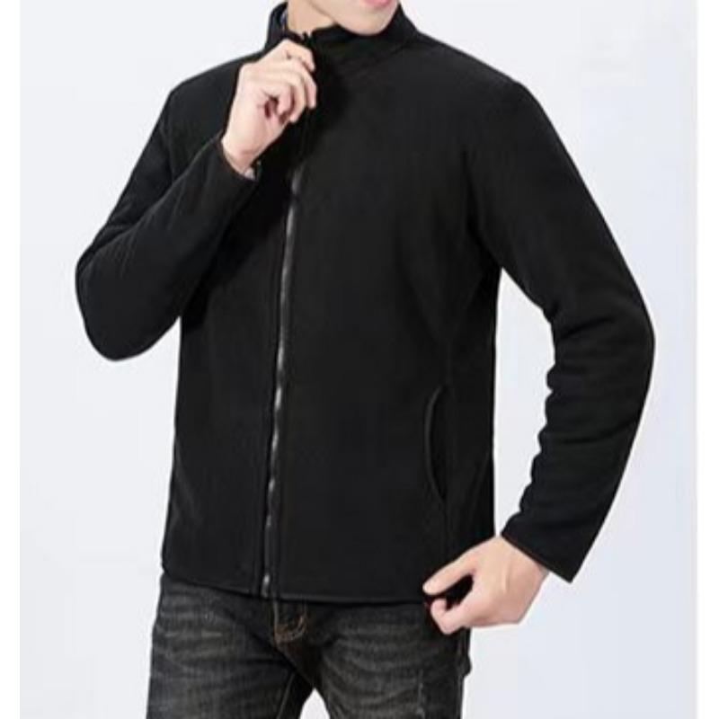 Outdoor Casual Warm Coat Double-sided Men's Fleece Jacket Autumn Winter Lamb Fleece Stand Up Collar Cardigan Sweatshirt Inner Lining