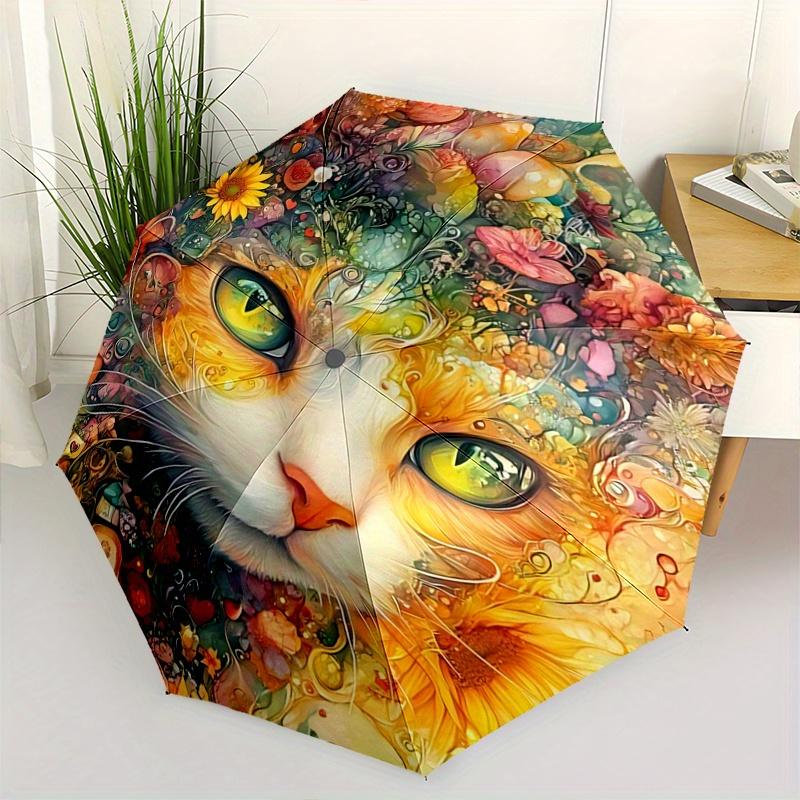 

1pc Noble Cat Art Design Automatic Folding Umbrella - 3 Folding Design, Vivid Cartoon Pattern, Suitable for Outdoor Activities, A Gift for Fans In All