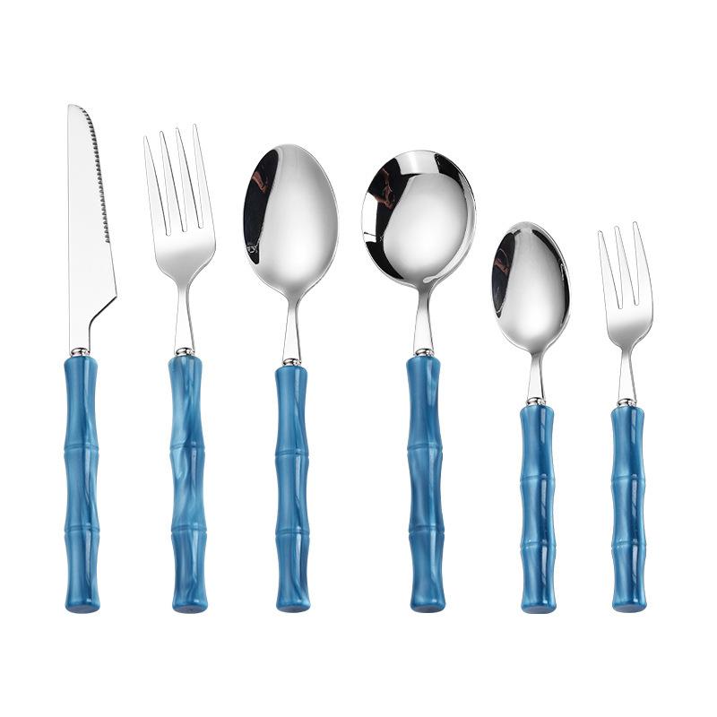 Refined Bamboo Handle Cutlery Set Stainless Steel Suitable for Home Kitchens and Gifts