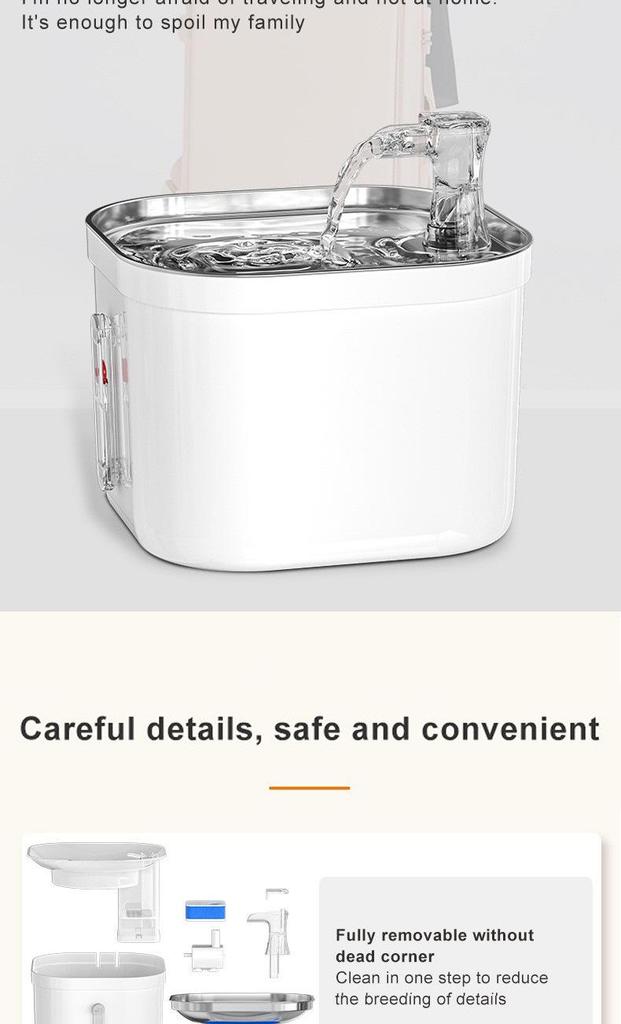 Stainless Steel Smart Cat Water Fountain with Automatic Circulation