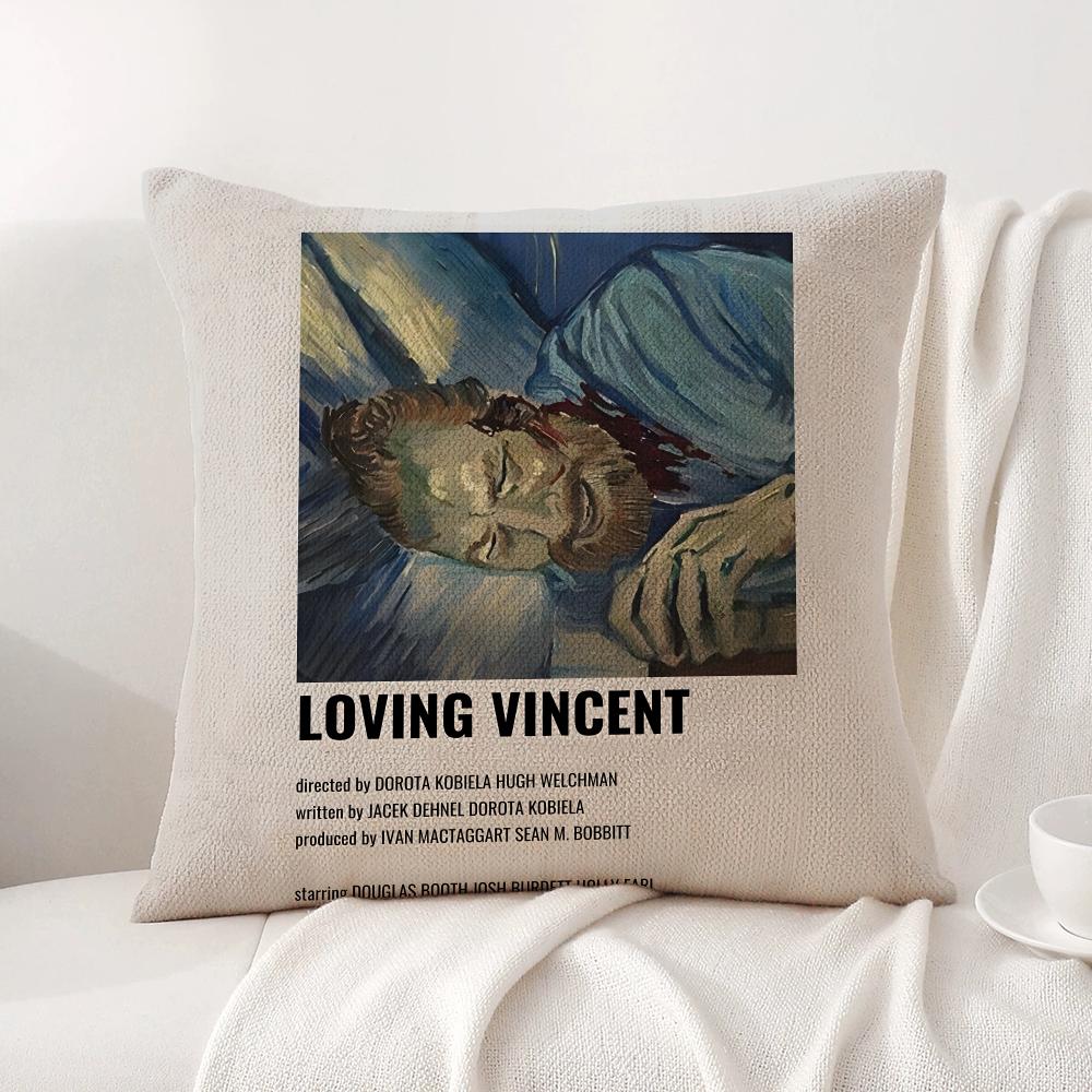 Van GGogh Art Cushion Cover Natural Linen Organic Fabric DoubleSided Printing Sofa Home Decor Breathable Bed Pillow