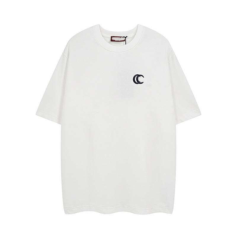 Embroidered round neck women s loose T-shirt simple and versatile short sleeves S белый