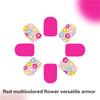 24 Pcs Glossy Press On Nail Short Square Stick On Nail Colorful Flowers False Nail Solid Color Acrylic Nail