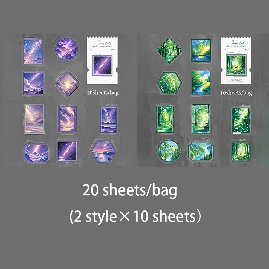 

2 Bags PET Large Size Sticker City Corner Atmosphere Sticker Hand Account Collage Material DIY Greeting Card Diary Decoration
