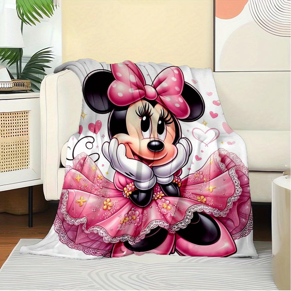 1pc Velvet Pink Minnie Mouse Bedding Throw Blanket Sofa Coverlet Gift Home Decoration Cute Cartoon Character Warm Plush Throw