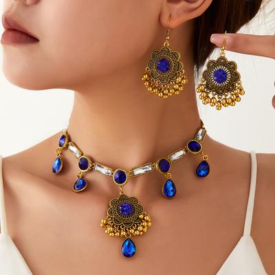 Bohemian Retro Tassel Necklace and Earring Set , Exotic Ethnic Style Jewelry for Women Daily Wear and Party