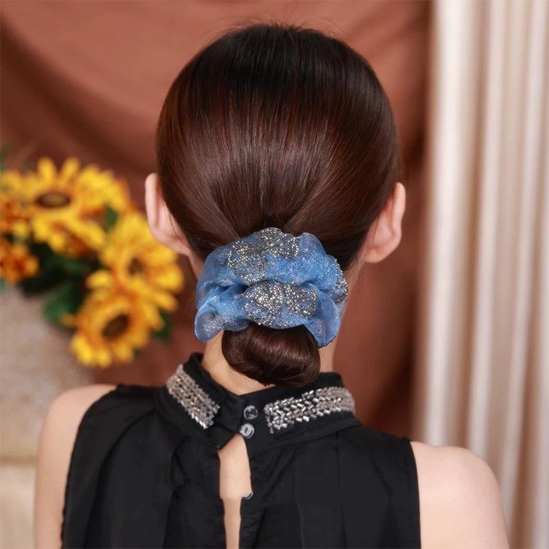 Elegant Mesh Hair Tie with Sparkling Rhinestones, High-End Luxury Hair Accessory for Women, 2025 Style