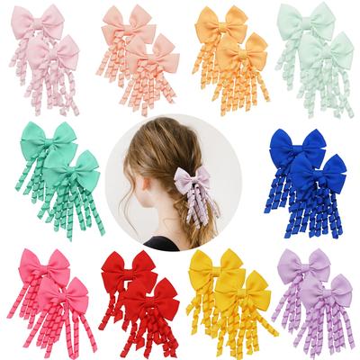 10pcs 5pairs Baby Girls Hair Clips with Bows 2.5 Inch Grosgrain Ribbon Curly Korker Hair Bows Hairpins