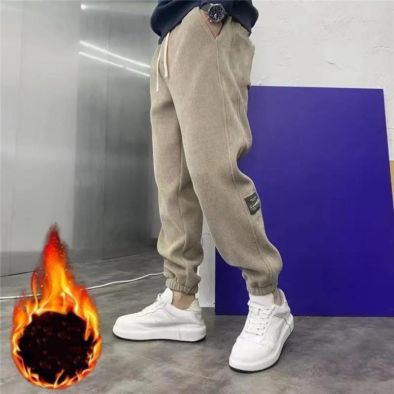 Men's Autumn and Winter Corduroy Casual Trousers Teenager Loose and Versatile Warm Sweatpants